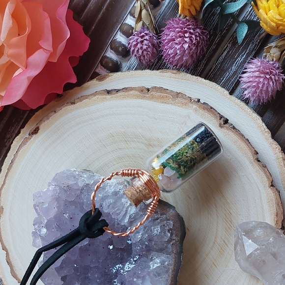 Crystal Terrarium Necklace, Rose Quartz, Handcrafted by Rust Belt Raised - Picture 8 of 8